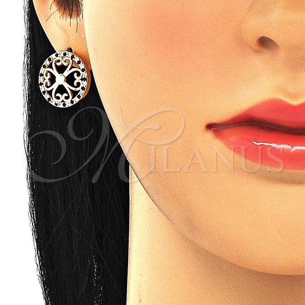 Gold Filled Ring — Stud Earring Flower Design with Black and White — alternate product view — SKU 130240 | Oro Laminado anillo — Stud Earring flor diseño with negro and blanco — SKU 130240