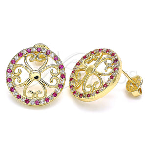 Gold Filled Ring — Stud Earring Flower Design with Ruby and White — main product view — SKU 130241 | Oro Laminado anillo — Stud Earring flor diseño with Ruby and blanco — SKU 130241