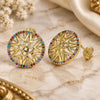 Oro Laminado Stud Earring, Gold Filled Style with Multicolor Micro Pave, Polished, Golden Finish, 02.233.0018