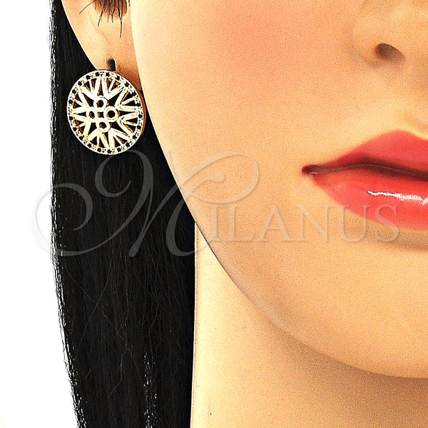 Gold Filled Ring — Stud Earring with Black and White Micro Pave — alternate product view — SKU 130246 | Oro Laminado anillo — Stud Earring with negro and blanco Micro Pave — SKU 130246