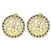 Oro Laminado Stud Earring, Gold Filled Style with Black and White Micro Pave, Polished, Golden Finish, 02.233.0018.1