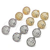 Oro Laminado Stud Earring, Gold Filled Style with Black and White Micro Pave, Polished, Golden Finish, 02.233.0018.1