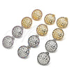 Oro Laminado Stud Earring, Gold Filled Style with Black and White Micro Pave, Polished, Golden Finish, 02.233.0018.1