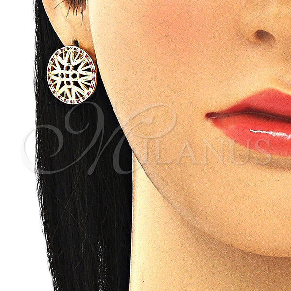 Gold Filled Ring — Stud Earring with Ruby and White Micro Pave — alternate product view — SKU 130247 | Oro Laminado anillo — Stud Earring with Ruby and blanco Micro Pave — SKU 130247