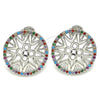 Rhodium Plated Stud Earring, with Multicolor Micro Pave, Polished, Rhodium Finish, 02.233.0018.3