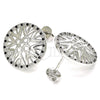 Rhodium Plated Stud Earring, with Black and White Micro Pave, Polished, Rhodium Finish, 02.233.0018.4