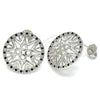 Rhodium Plated Stud Earring, with Black and White Micro Pave, Polished, Rhodium Finish, 02.233.0018.4