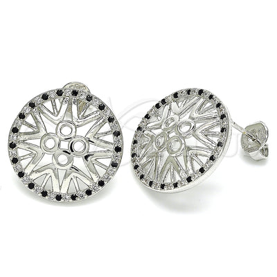 Rhodium Gold Filled Stud Earring, with Black and White Micro Pave, Polished, Rhodium Finish, 02.233.0018.4 for wholesale, main product view