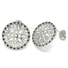 Rhodium Plated Stud Earring, with Black and White Micro Pave, Polished, Rhodium Finish, 02.233.0018.4