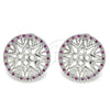 Rhodium Plated Stud Earring, with Ruby and White Micro Pave, Polished, Rhodium Finish, 02.233.0018.5
