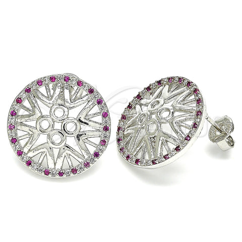 Rhodium Plated Stud Earring, with Ruby and White Micro Pave, Polished, Rhodium Finish, 02.233.0018.5