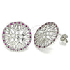 Rhodium Plated Stud Earring, with Ruby and White Micro Pave, Polished, Rhodium Finish, 02.233.0018.5