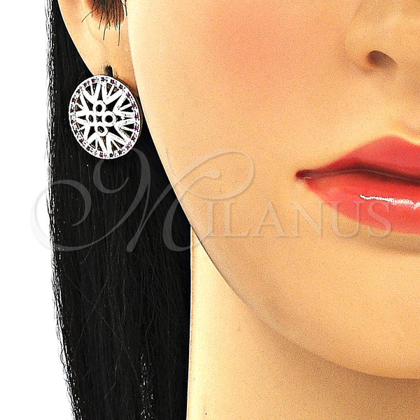 White Gold Filled Ring — Stud Earring with Ruby and White Micro Pave — alternate product view — SKU 130250 | Oro Laminado Blanco anillo — Stud Earring with Ruby and blanco Micro Pave — SKU 130250