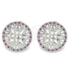 Rhodium Gold Filled Stud Earring, with Ruby and White Micro Pave, Polished, Rhodium Finish, 02.233.0018.5