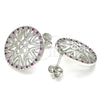 Rhodium Gold Filled Stud Earring, with Ruby and White Micro Pave, Polished, Rhodium Finish, 02.233.0018.5