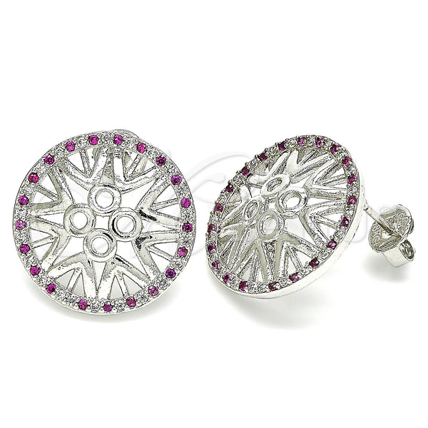 White Gold Filled Ring — Stud Earring with Ruby and White Micro Pave — main product view — SKU 130250 | Oro Laminado Blanco anillo — Stud Earring with Ruby and blanco Micro Pave — SKU 130250
