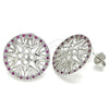 Rhodium Gold Filled Stud Earring, with Ruby and White Micro Pave, Polished, Rhodium Finish, 02.233.0018.5