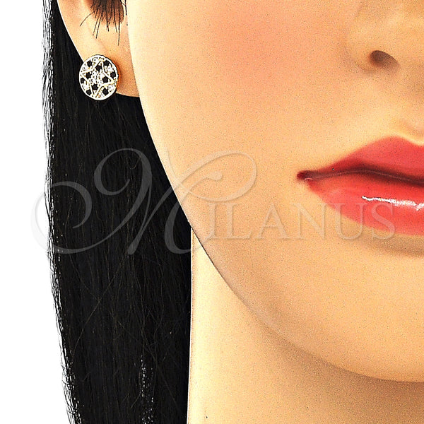 Gold Filled Ring — Stud Earring with Black and White Micro Pave — alternate product view — SKU 130252 | Oro Laminado anillo — Stud Earring with negro and blanco Micro Pave — SKU 130252