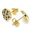 Oro Laminado Stud Earring, Gold Filled Style with Black and White Micro Pave, Polished, Golden Finish, 02.233.0019.1
