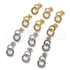 Oro Laminado Stud Earring, Gold Filled Style with Ruby and White Micro Pave, Polished, Golden Finish, 02.233.0020.2