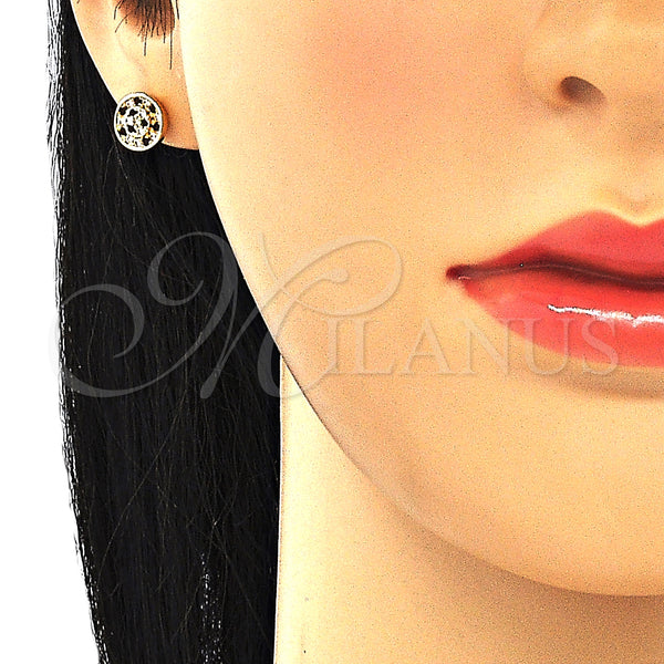Gold Filled Ring — Stud Earring with Black and White Micro Pave — alternate product view — SKU 130264 | Oro Laminado anillo — Stud Earring with negro and blanco Micro Pave — SKU 130264