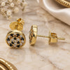 Oro Laminado Stud Earring, Gold Filled Style with Black and White Micro Pave, Polished, Golden Finish, 02.233.0021.1