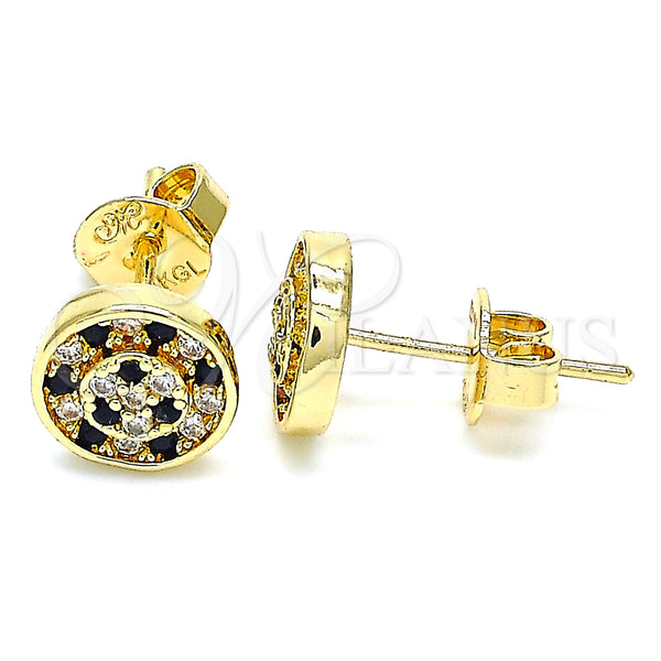 Gold Filled Ring — Stud Earring with Black and White Micro Pave — main product view — SKU 130264 | Oro Laminado anillo — Stud Earring with negro and blanco Micro Pave — SKU 130264