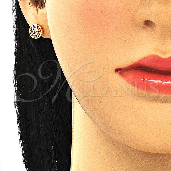 Gold Filled Ring — Stud Earring with Ruby and White Micro Pave — alternate product view — SKU 130265 | Oro Laminado anillo — Stud Earring with Ruby and blanco Micro Pave — SKU 130265