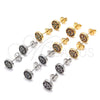 Oro Laminado Stud Earring, Gold Filled Style with Ruby and White Micro Pave, Polished, Golden Finish, 02.233.0021.2