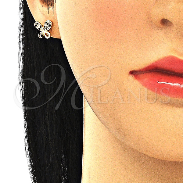 Gold Filled Ring — Stud Earring Butterfly Design with Black and White — alternate product view — SKU 130270 | Oro Laminado anillo — Stud Earring Butterfly diseño with negro and blanco — SKU 130270