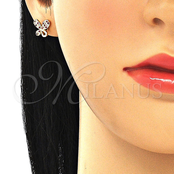 Gold Filled Ring — Stud Earring Butterfly Design with Ruby and White — alternate product view — SKU 130271 | Oro Laminado anillo — Stud Earring Butterfly diseño with Ruby and blanco — SKU 130271
