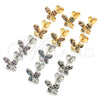 Oro Laminado Stud Earring, Gold Filled Style Butterfly Design, with Ruby and White Micro Pave, Polished, Golden Finish, 02.233.0022.2