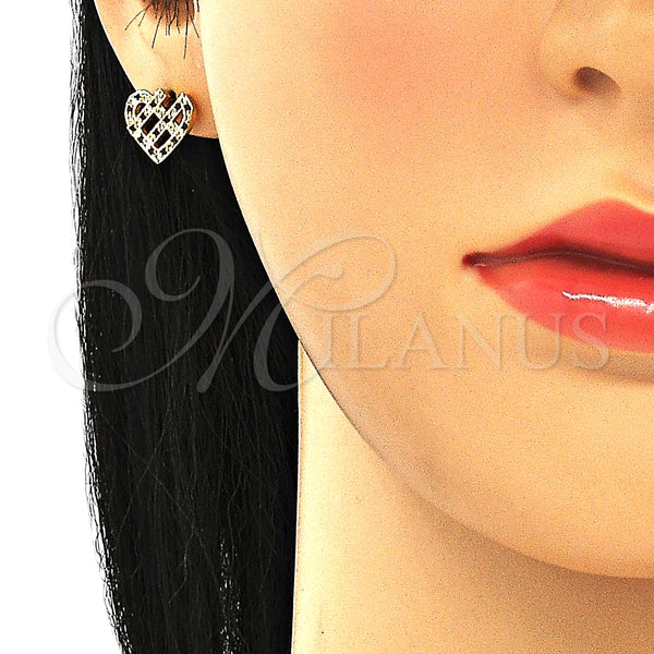 Gold Filled Ring — Stud Earring Heart Design with Black and White — alternate product view — SKU 130276 | Oro Laminado anillo — Stud Earring corazón diseño with negro and blanco — SKU 130276