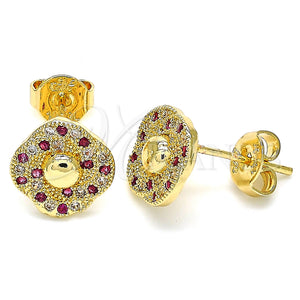 Gold Filled Ring — Stud Earring with Ruby and White Micro Pave — main product view — SKU 130288 | Oro Laminado anillo — Stud Earring with Ruby and blanco Micro Pave — SKU 130288