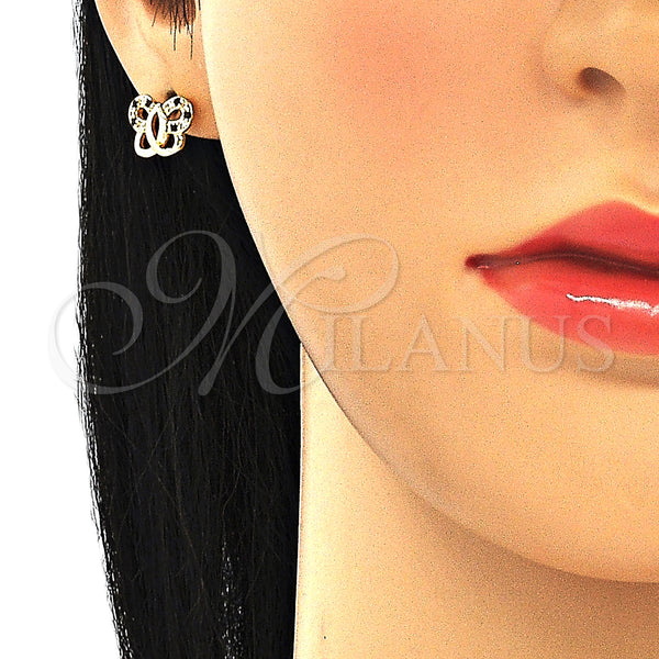 Gold Filled Ring — Stud Earring Butterfly Design with Black and White — alternate product view — SKU 130293 | Oro Laminado anillo — Stud Earring Butterfly diseño with negro and blanco — SKU 130293