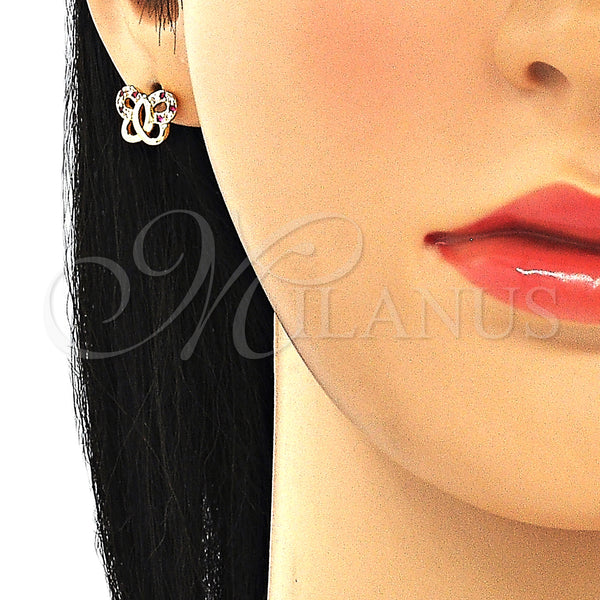 Gold Filled Ring — Stud Earring Butterfly Design with Ruby and White — alternate product view — SKU 130294 | Oro Laminado anillo — Stud Earring Butterfly diseño with Ruby and blanco — SKU 130294