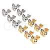 Oro Laminado Stud Earring, Gold Filled Style Butterfly Design, with Ruby and White Micro Pave, Polished, Golden Finish, 02.233.0026.2