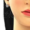 Rhodium Gold Filled Stud Earring, Butterfly Design, with Ruby and White Micro Pave, Polished, Rhodium Finish, 02.233.0026.5