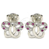 Rhodium Gold Filled Stud Earring, Butterfly Design, with Ruby and White Micro Pave, Polished, Rhodium Finish, 02.233.0026.5