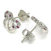 Rhodium Gold Filled Stud Earring, Butterfly Design, with Ruby and White Micro Pave, Polished, Rhodium Finish, 02.233.0026.5