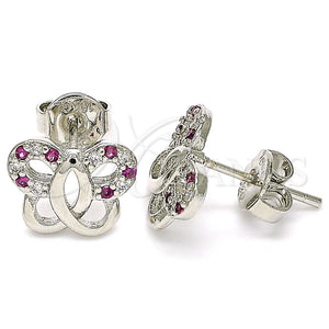 White Gold Filled Ring — Stud Earring Butterfly Design with Ruby and White — main product view — SKU 130297 | Oro Laminado Blanco anillo — Stud Earring Butterfly diseño with Ruby and blanco — SKU 130297