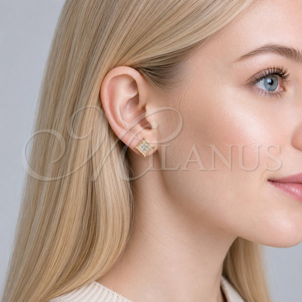 Gold Filled Ring — Stud Earring with White Cubic Zirconia Polished 02. — main product view — SKU 130302 | Oro Laminado anillo — Stud Earring with blanco Cubic Zirconia pulido 02. — SKU 130302