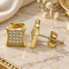 Oro Laminado Stud Earring, Gold Filled Style with White Micro Pave, Polished, Golden Finish, 02.342.0040