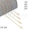 Oro Laminado Basic Necklace, Gold Filled Style Polished, Golden Finish, 04.213.0051.22 (02 MM Thickness, 22 Inches Length)