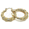 Oro Laminado Medium Hoop, Gold Filled Style Bamboo and Hollow Design, Polished, Golden Finish, 02.60.0149.30