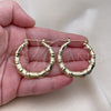 Oro Laminado Medium Hoop, Gold Filled Style Hollow and Bamboo Design, Polished, Golden Finish, 02.60.0149.40