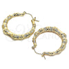 Oro Laminado Medium Hoop, Gold Filled Style Hollow and Bamboo Design, Polished, Golden Finish, 02.60.0149.40