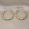 Oro Laminado Medium Hoop, Gold Filled Style Hollow and Bamboo Design, Polished, Golden Finish, 02.60.0149.40