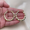 Oro Laminado Medium Hoop, Gold Filled Style Bamboo and Hollow Design, Polished, Golden Finish, 02.60.0149.40