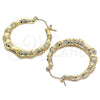 Oro Laminado Medium Hoop, Gold Filled Style Bamboo and Hollow Design, Polished, Golden Finish, 02.60.0149.40